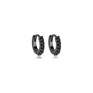 Brinco argolinha segundo furo ródio negro zircônia black semijoia 11A04063
