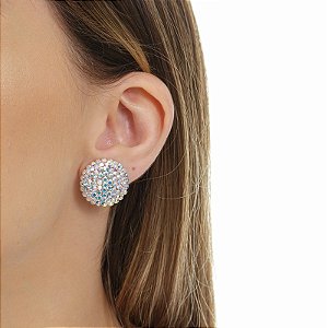 Brinco botão g Leticia Sarabia cristal boreal crystal ab 3901