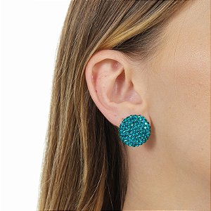 Brinco botão g Leticia Sarabia cristal blue zircon 3901