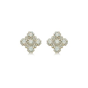 Brinco Leticia Sarabia quadrado curvas cristal branco white opal 6295