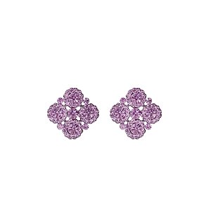 Brinco Leticia Sarabia quadrado curvas cristal lilás light amethyst 6295
