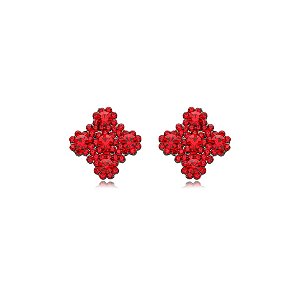 Brinco Leticia Sarabia quadrado curvas cristal vermelho light siam 6295