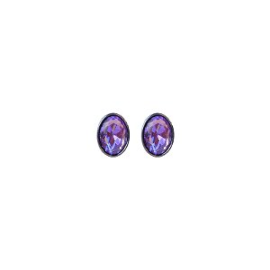 Brinco oval Leticia Sarabia cristal roxo grafite 7197