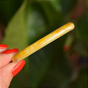 Mini presilha acrílico francesa Finestra tie dye amarelo N220MAM