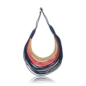 Colar Design Natural fios de algodão tricolor CO 1307