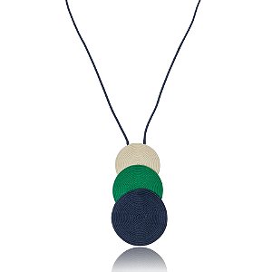 Colar Design Natural mandala fios de algodão tricolor CO 1434