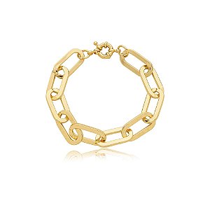 Pulseira elos corrente ouro semijoia