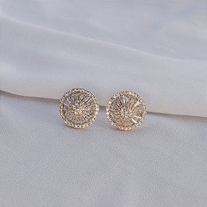 Brinco pizza g zircônia ouro semijoia 16k03019