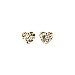 Brinco segundo furo coração zircônia ouro semijoia 17K09020