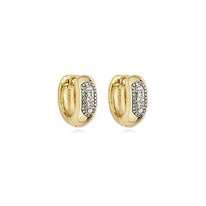 Brinco argolinha zircônia ouro e ródio semijoia 3766