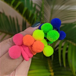 Elástico pompom mini colorido para cabelo 10 peças infantil
