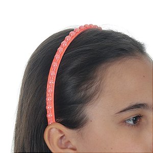 Tiara infantil meia esfera laranja neon