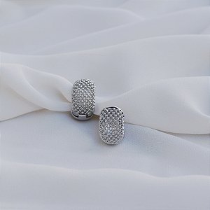 Brinco argolinha vazado g ródio semijoia 20A03047