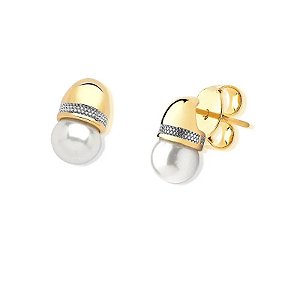 Brinco pérola shell ouro com ródio semijoia