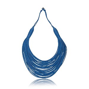 Colar Design Natural fios de algodão azul CO 1341