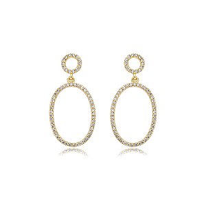 Brinco zircônia ouro semijoia 19K07089
