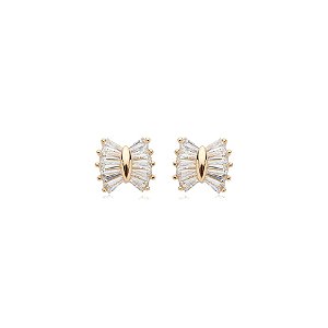 Brinco lacinho zircônia ouro semijoia 17K13017