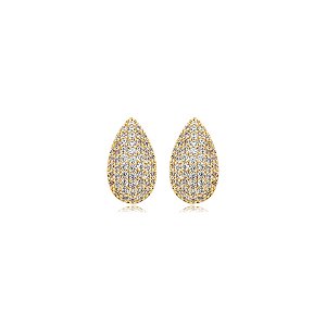 Brinco gota zircônia ouro semijoia 18K08050