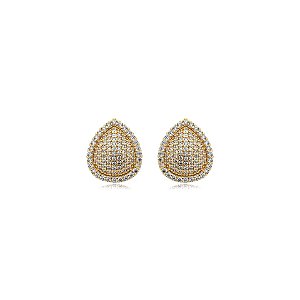 Brinco gota zircônia ouro semijoia 18K07039