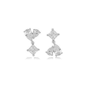 Brinco lados diferentes zircônia ródio semijoia 19A03016