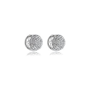 Brinco argolinha redonda strass ródio semijoia 11a11086