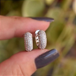 Brinco argolinha zircônia ródio semijoia 19k07049