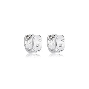 Brinco argolinha strass ródio semijoia 12k03015