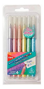 HIDROCOR TONS PASTEL COM GLITTER C/ 6 - TRIS