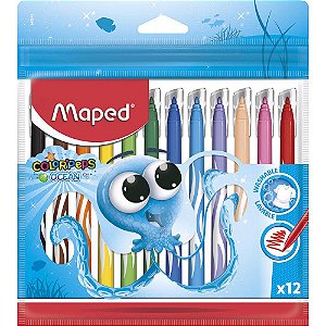 CANETINHA HIDROGRÁFICA COLOR PEPS OCEAN 12 CORES - MAPED