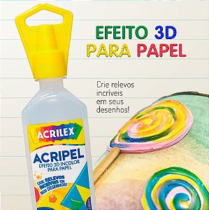 ACRIPEL EFEITO RELEVO 3D 806 INCOLOR 35ML PARA PAPEL - ACRILEX