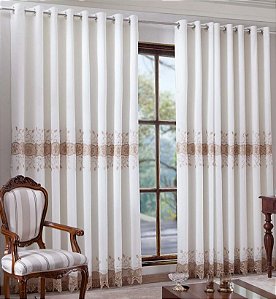 CORTINA DALILA VOIL GRIPPIR LINHO PALHA/DOURADO 2,60MX4,00 - M&C CORTINAS