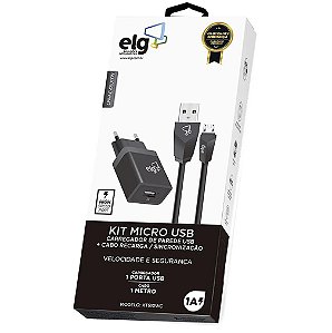 Kit Cabo E Carregador Parede Micro Usb V8 - ELG