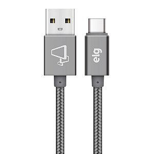 Cabo Nylon Reforçado Usb Tipo-C - Cinza - TC10BY – ELG