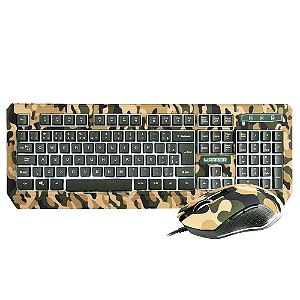 Teclado E Mouse Gamer Multilaser Warrior LED Verde