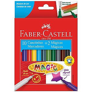 Caneta Hidrografica 10 cores 2 mágicas 15.0112MZF Faber Castell