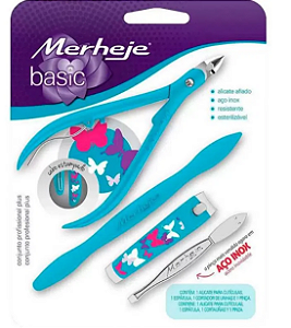 Kit Manicure Merheje Alicate+Esp+Cort+Pinca Basic