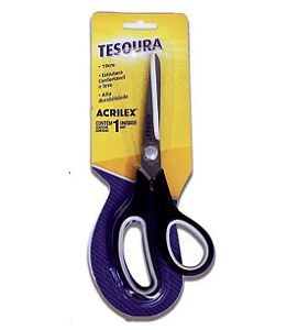 Tesoura Multiuso Acrilex Anatômica de 19 cm Preta R.22529