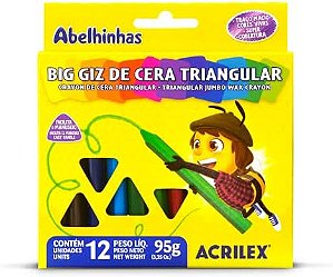 Giz de cera Triangular 12 cores Acrilex