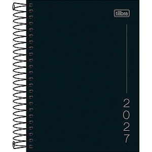 Agenda Espiral Diária 11,7x16,4cm Pepper Preta 2027 Tilibra