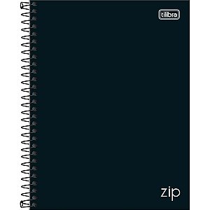 Caderno Espiral Capa Dura Universitário 10 Matérias Zip Preto 160 Folhas