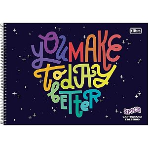 Caderno de Cartografia e Desenho Espiral Capa Dura Spice 80 Folhas Sortido