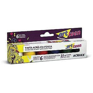 Tinta Acrílica Fosca Art Teen 15ml 6 Cores Acrilex