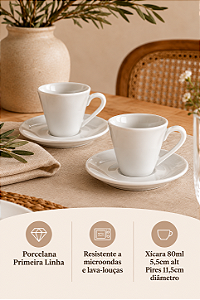 Xícara café com Pires 80ml • 2 unidades