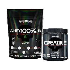 kit Whey 3W Refil + Creatina 300g Pura Black Skull