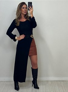 MAXI BLUSA ASSIMÉTRICA PRETA (AR25-1059)