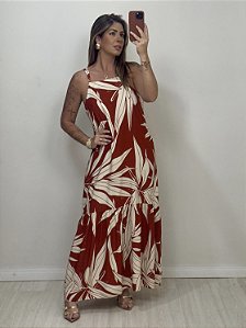 VESTIDO LAURA FOLHAGEM TERRA (AR25-1431)