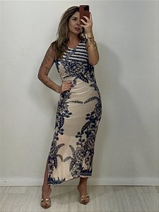 VESTIDO REGATA TULE AZUL/OFF (AR25-1580)