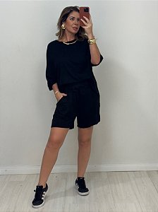 CONJUNTO BLUSA MC/SHORT PRETO (AR25-1438)