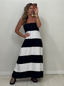 VESTIDO BICOLOR TOMARA QUE CAIA BRANCO / PRETO(AR25-1736)