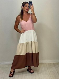 VESTIDO SAMANTA ROSA/OFF/MARROM (AR25-1707)